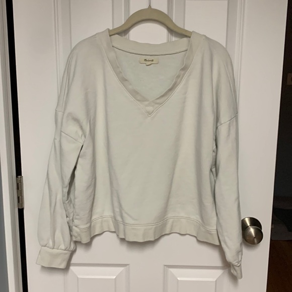 Madewell Hemp Natural‎ Color V-Neck Sweatshirt - Picture 1 of 4